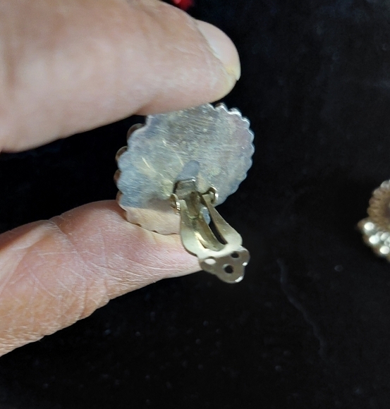 Vintage* 50s Sterling Silver Clip-on Earrings. Mexico - Picture 4 of 6